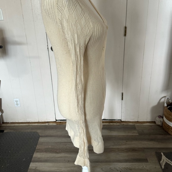 Gap Open Knit Soft Cardigan Button Ivory Cream Off White Sweater Long Sleeve Top - Picture 4 of 9